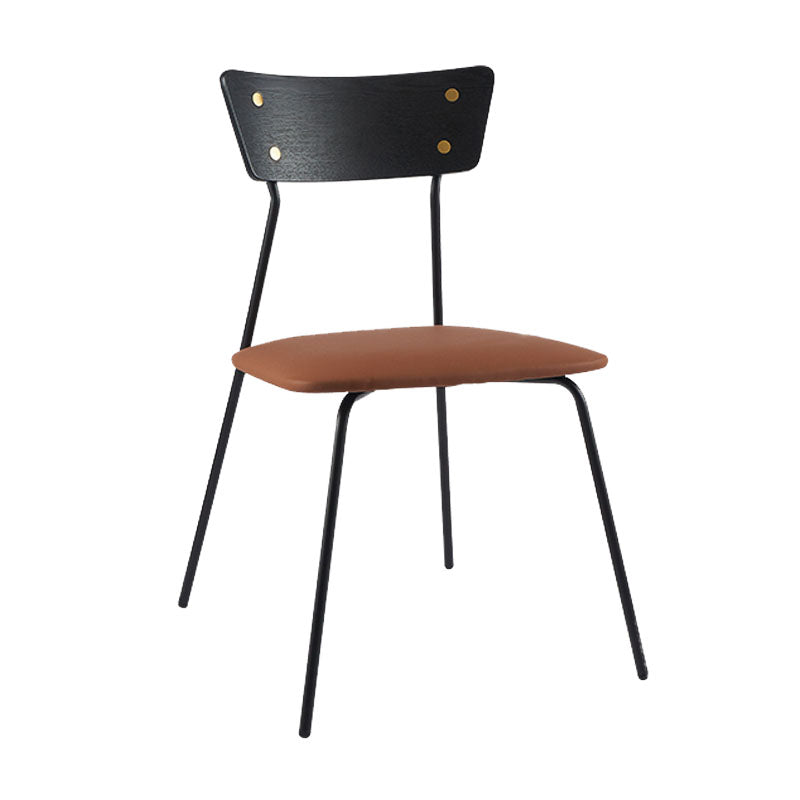 Industrial Style Open Back Side Chair Faux Leather Side Chair Brown 1 Piece Black Clearhalo 'Dining Chairs' 'Dining Tables & Seating' 'dining_chair' 'furn' 'furn_dining_chair' 'Furniture' 'furniture_dining_chair' 'Kitchen & Dining Furniture' 4731582