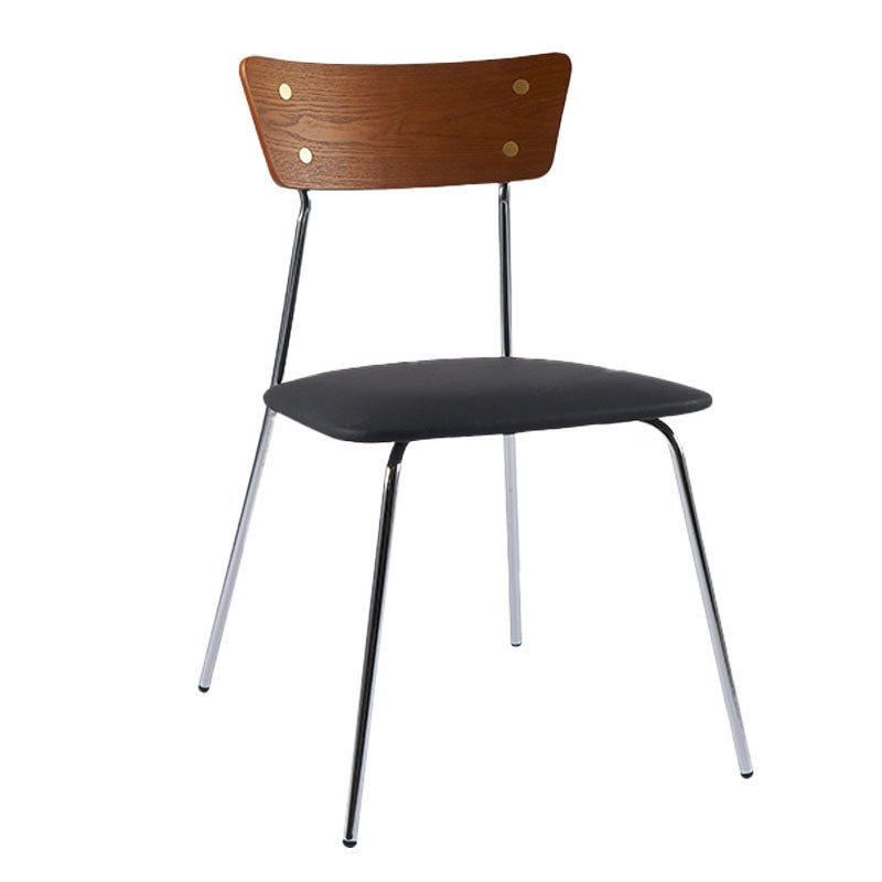 Industrial Style Open Back Side Chair Faux Leather Side Chair Black 1 Piece Silver Clearhalo 'Dining Chairs' 'Dining Tables & Seating' 'dining_chair' 'furn' 'furn_dining_chair' 'Furniture' 'furniture_dining_chair' 'Kitchen & Dining Furniture' 4731587