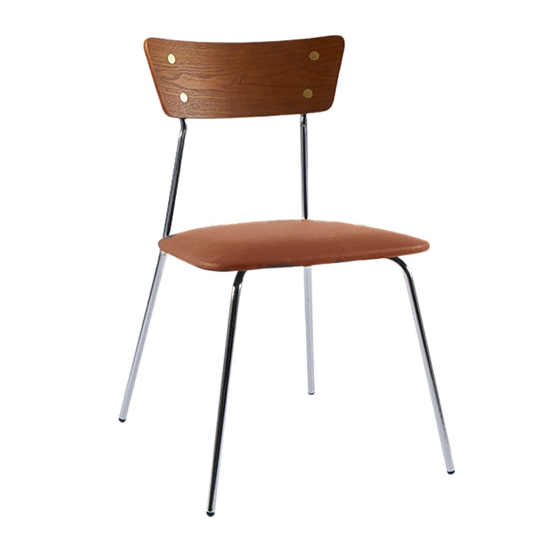 Industrial Style Open Back Side Chair Faux Leather Side Chair Brown 1 Piece Silver Clearhalo 'Dining Chairs' 'Dining Tables & Seating' 'dining_chair' 'furn' 'furn_dining_chair' 'Furniture' 'furniture_dining_chair' 'Kitchen & Dining Furniture' 4731593