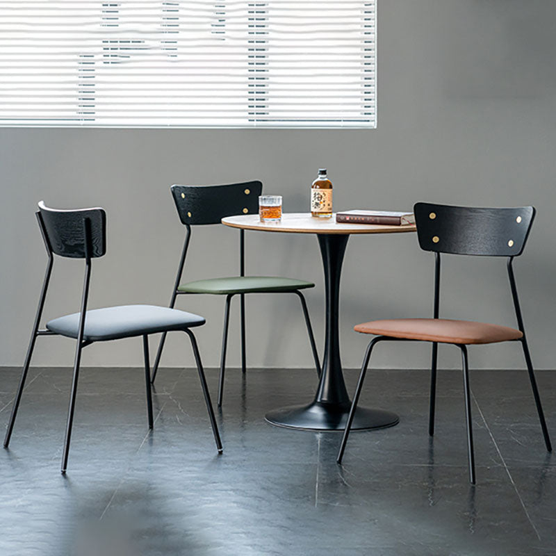 Industrial Style Open Back Side Chair Faux Leather Side Chair Clearhalo 'Dining Chairs' 'Dining Tables & Seating' 'dining_chair' 'furn' 'furn_dining_chair' 'Furniture' 'furniture_dining_chair' 'Kitchen & Dining Furniture' 4731600