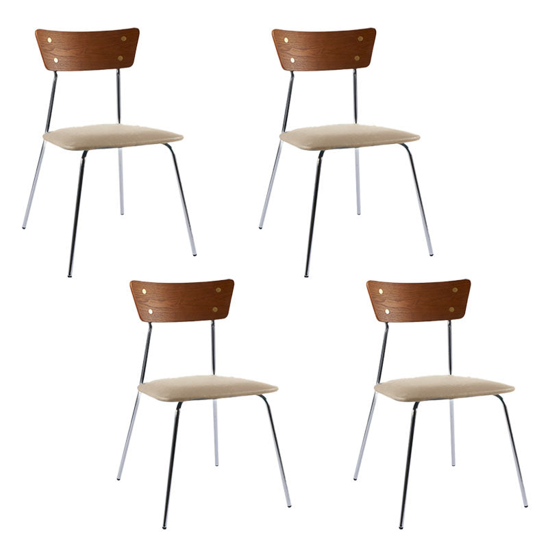 Industrial Style Open Back Side Chair Faux Leather Side Chair Grey 4 Piece Set Silver Clearhalo 'Dining Chairs' 'Dining Tables & Seating' 'dining_chair' 'furn' 'furn_dining_chair' 'Furniture' 'furniture_dining_chair' 'Kitchen & Dining Furniture' 4731603