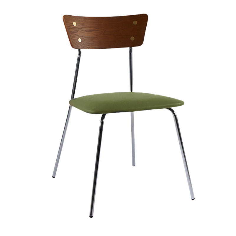 Industrial Style Open Back Side Chair Faux Leather Side Chair Green 1 Piece Silver Clearhalo 'Dining Chairs' 'Dining Tables & Seating' 'dining_chair' 'furn' 'furn_dining_chair' 'Furniture' 'furniture_dining_chair' 'Kitchen & Dining Furniture' 4731606