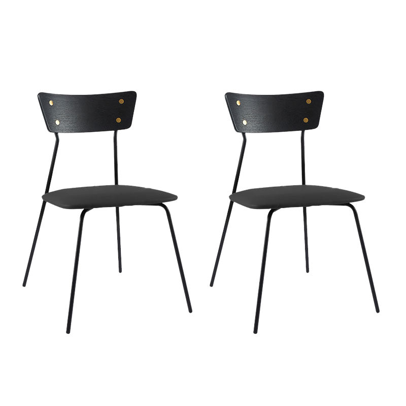 Industrial Style Open Back Side Chair Faux Leather Side Chair Black 2 Piece Set Black Clearhalo 'Dining Chairs' 'Dining Tables & Seating' 'dining_chair' 'furn' 'furn_dining_chair' 'Furniture' 'furniture_dining_chair' 'Kitchen & Dining Furniture' 4731618