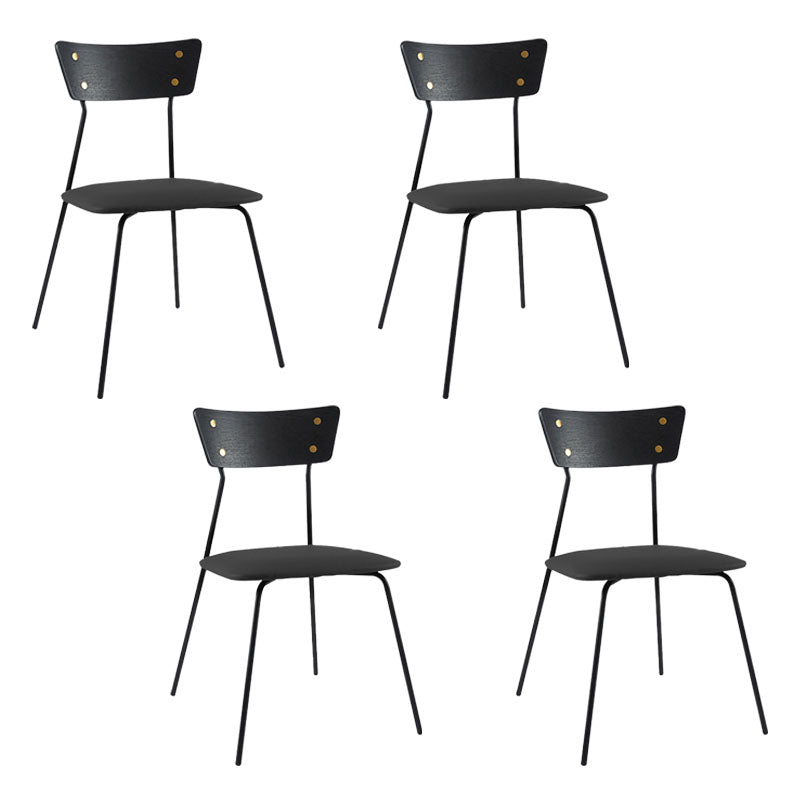 Industrial Style Open Back Side Chair Faux Leather Side Chair Black 4 Piece Set Black Clearhalo 'Dining Chairs' 'Dining Tables & Seating' 'dining_chair' 'furn' 'furn_dining_chair' 'Furniture' 'furniture_dining_chair' 'Kitchen & Dining Furniture' 4731619