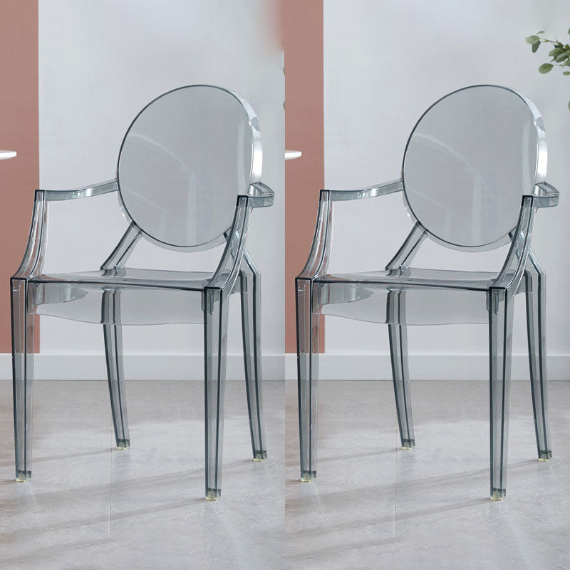 Scandinavian Arm Plastic Side Chairs for Home Open Back Side Chair Smoke Gray Set of 2 Clearhalo 'Dining Chairs' 'Dining Tables & Seating' 'dining_chair' 'Furniture' 'furniture_dining_chair' 'Kitchen & Dining Furniture' 4731623