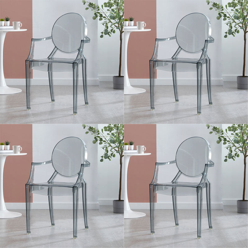 Scandinavian Arm Plastic Side Chairs for Home Open Back Side Chair Smoke Gray Set of 4 Clearhalo 'Dining Chairs' 'Dining Tables & Seating' 'dining_chair' 'Furniture' 'furniture_dining_chair' 'Kitchen & Dining Furniture' 4731626