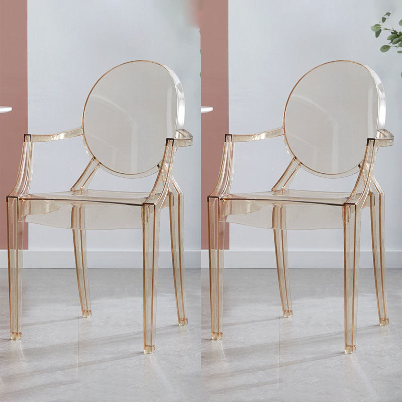 Scandinavian Arm Plastic Side Chairs for Home Open Back Side Chair Amber Set of 2 Clearhalo 'Dining Chairs' 'Dining Tables & Seating' 'dining_chair' 'Furniture' 'furniture_dining_chair' 'Kitchen & Dining Furniture' 4731629