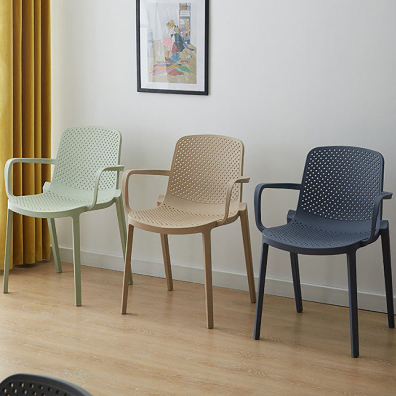 Modern Plastic Home Arm Chair Matte Finish Solid Back Dining Chair Clearhalo 'Dining Chairs' 'Dining Tables & Seating' 'dining_chair' 'furn' 'furn_dining_chair' 'Furniture' 'furniture_dining_chair' 'Kitchen & Dining Furniture' 4731639