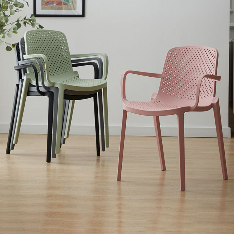 Modern Plastic Home Arm Chair Matte Finish Solid Back Dining Chair Clearhalo 'Dining Chairs' 'Dining Tables & Seating' 'dining_chair' 'furn' 'furn_dining_chair' 'Furniture' 'furniture_dining_chair' 'Kitchen & Dining Furniture' 4731643