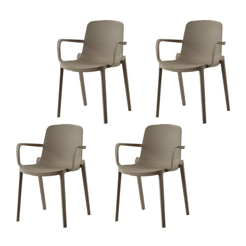 Modern Plastic Home Arm Chair Matte Finish Solid Back Dining Chair Camel 4 Piece Set Clearhalo 'Dining Chairs' 'Dining Tables & Seating' 'dining_chair' 'furn' 'furn_dining_chair' 'Furniture' 'furniture_dining_chair' 'Kitchen & Dining Furniture' 4731644