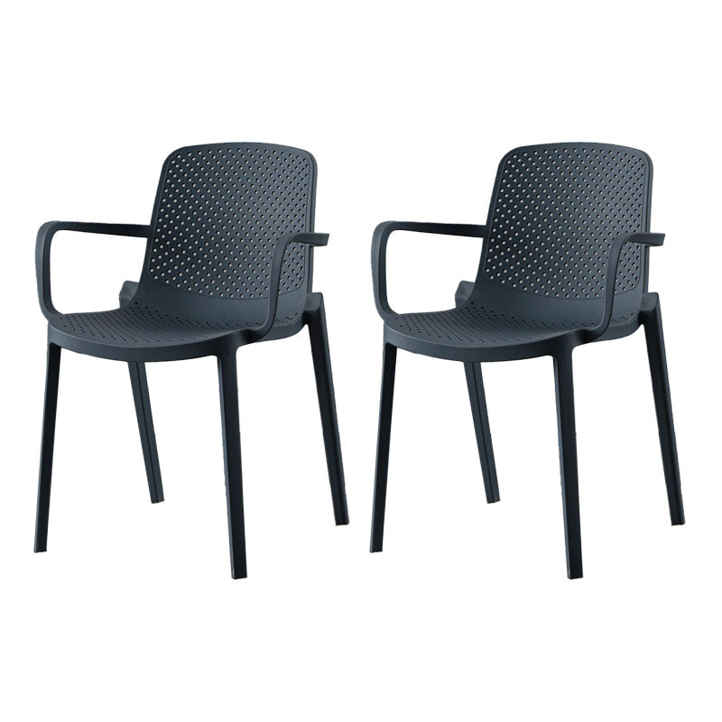 Modern Plastic Home Arm Chair Matte Finish Solid Back Dining Chair Gray Blue 2 Piece Set Clearhalo 'Dining Chairs' 'Dining Tables & Seating' 'dining_chair' 'furn' 'furn_dining_chair' 'Furniture' 'furniture_dining_chair' 'Kitchen & Dining Furniture' 4731648