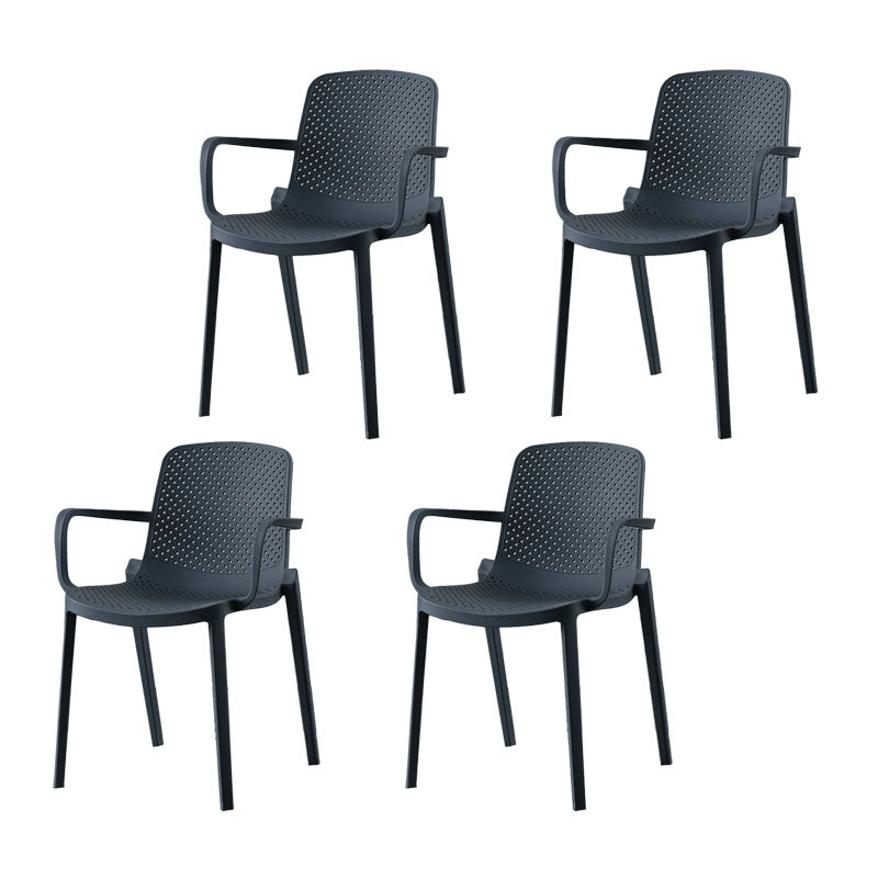 Modern Plastic Home Arm Chair Matte Finish Solid Back Dining Chair Gray Blue 4 Piece Set Clearhalo 'Dining Chairs' 'Dining Tables & Seating' 'dining_chair' 'furn' 'furn_dining_chair' 'Furniture' 'furniture_dining_chair' 'Kitchen & Dining Furniture' 4731650