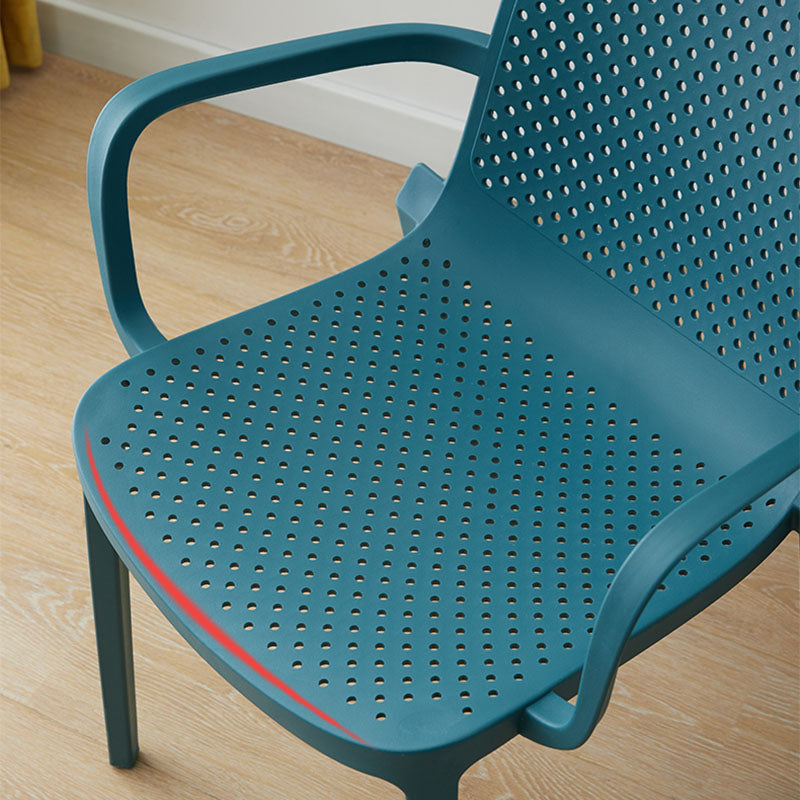 Modern Plastic Home Arm Chair Matte Finish Solid Back Dining Chair Clearhalo 'Dining Chairs' 'Dining Tables & Seating' 'dining_chair' 'furn' 'furn_dining_chair' 'Furniture' 'furniture_dining_chair' 'Kitchen & Dining Furniture' 4731653