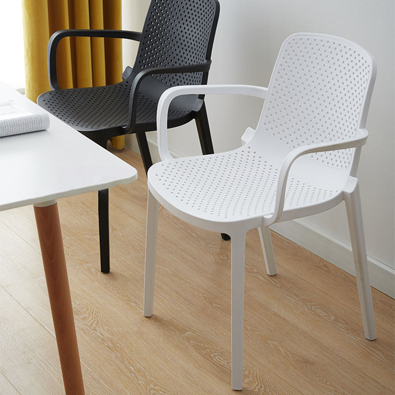 Modern Plastic Home Arm Chair Matte Finish Solid Back Dining Chair Clearhalo 'Dining Chairs' 'Dining Tables & Seating' 'dining_chair' 'furn' 'furn_dining_chair' 'Furniture' 'furniture_dining_chair' 'Kitchen & Dining Furniture' 4731661