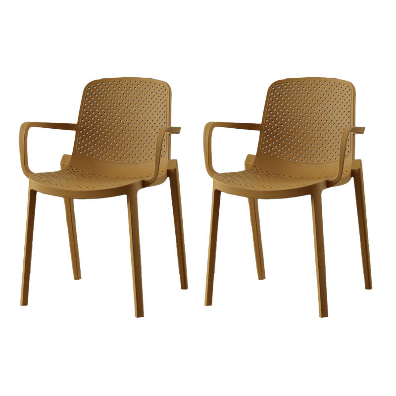 Modern Plastic Home Arm Chair Matte Finish Solid Back Dining Chair Ginger 2 Piece Set Clearhalo 'Dining Chairs' 'Dining Tables & Seating' 'dining_chair' 'furn' 'furn_dining_chair' 'Furniture' 'furniture_dining_chair' 'Kitchen & Dining Furniture' 4731664