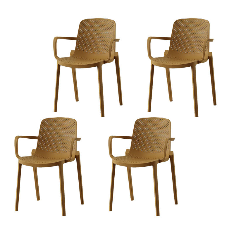 Modern Plastic Home Arm Chair Matte Finish Solid Back Dining Chair Ginger 4 Piece Set Clearhalo 'Dining Chairs' 'Dining Tables & Seating' 'dining_chair' 'furn' 'furn_dining_chair' 'Furniture' 'furniture_dining_chair' 'Kitchen & Dining Furniture' 4731665