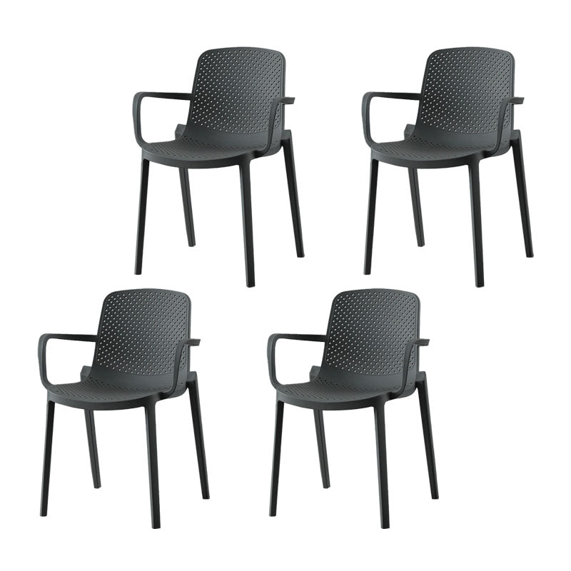 Modern Plastic Home Arm Chair Matte Finish Solid Back Dining Chair Grey 4 Piece Set Clearhalo 'Dining Chairs' 'Dining Tables & Seating' 'dining_chair' 'furn' 'furn_dining_chair' 'Furniture' 'furniture_dining_chair' 'Kitchen & Dining Furniture' 4731668