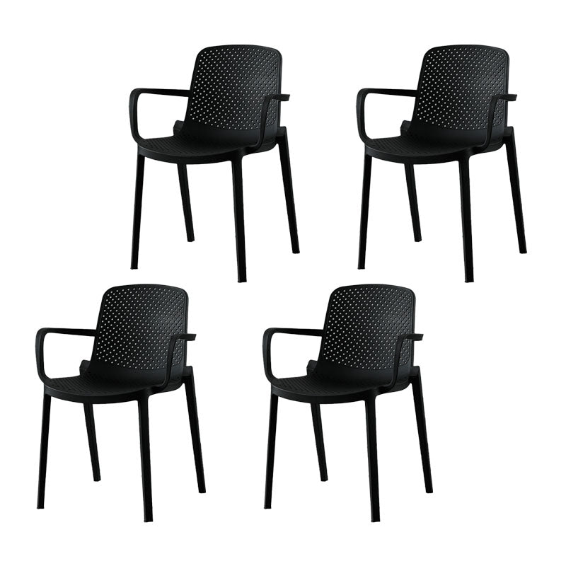 Modern Plastic Home Arm Chair Matte Finish Solid Back Dining Chair Black 4 Piece Set Clearhalo 'Dining Chairs' 'Dining Tables & Seating' 'dining_chair' 'furn' 'furn_dining_chair' 'Furniture' 'furniture_dining_chair' 'Kitchen & Dining Furniture' 4731671