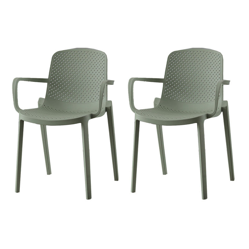 Modern Plastic Home Arm Chair Matte Finish Solid Back Dining Chair Green 2 Piece Set Clearhalo 'Dining Chairs' 'Dining Tables & Seating' 'dining_chair' 'furn' 'furn_dining_chair' 'Furniture' 'furniture_dining_chair' 'Kitchen & Dining Furniture' 4731673