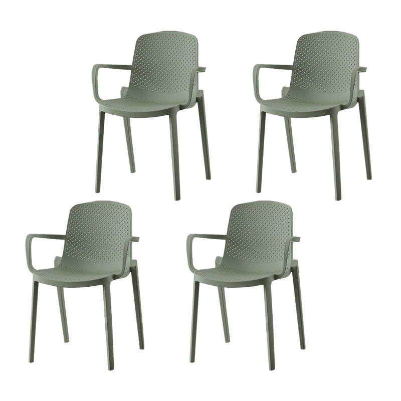 Modern Plastic Home Arm Chair Matte Finish Solid Back Dining Chair Green 4 Piece Set Clearhalo 'Dining Chairs' 'Dining Tables & Seating' 'dining_chair' 'furn' 'furn_dining_chair' 'Furniture' 'furniture_dining_chair' 'Kitchen & Dining Furniture' 4731674