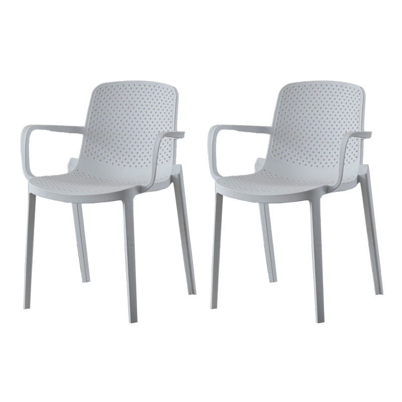 Modern Plastic Home Arm Chair Matte Finish Solid Back Dining Chair White 2 Piece Set Clearhalo 'Dining Chairs' 'Dining Tables & Seating' 'dining_chair' 'furn' 'furn_dining_chair' 'Furniture' 'furniture_dining_chair' 'Kitchen & Dining Furniture' 4731676