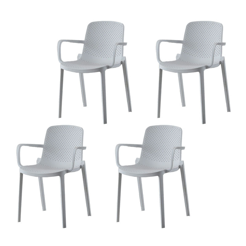Modern Plastic Home Arm Chair Matte Finish Solid Back Dining Chair White 4 Piece Set Clearhalo 'Dining Chairs' 'Dining Tables & Seating' 'dining_chair' 'furn' 'furn_dining_chair' 'Furniture' 'furniture_dining_chair' 'Kitchen & Dining Furniture' 4731677