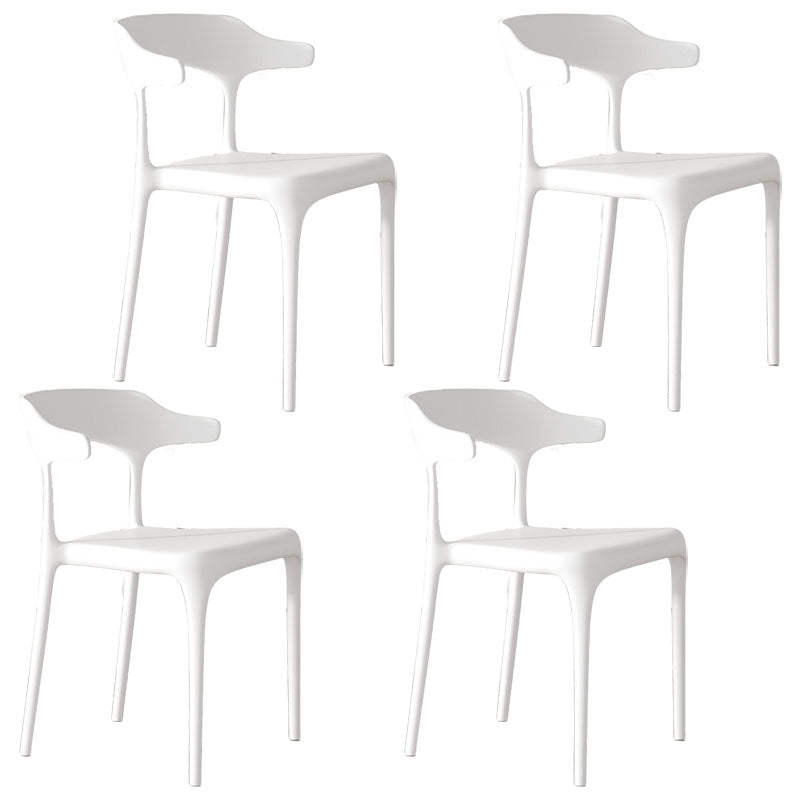 Contemporary Style Stackable Chairs Dining Armless Chairs with Plastic Legs White 4 Piece Set Clearhalo 'Dining Chairs' 'Dining Tables & Seating' 'dining_chair' 'furn' 'furn_dining_chair' 'Furniture' 'furniture_dining_chair' 'Kitchen & Dining Furniture' 4731680
