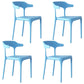 Contemporary Style Stackable Chairs Dining Armless Chairs with Plastic Legs Sky Blue 4 Piece Set Clearhalo 'Dining Chairs' 'Dining Tables & Seating' 'dining_chair' 'furn' 'furn_dining_chair' 'Furniture' 'furniture_dining_chair' 'Kitchen & Dining Furniture' 4731683