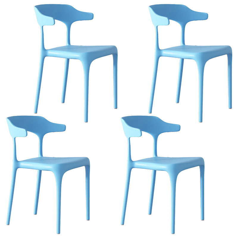 Contemporary Style Stackable Chairs Dining Armless Chairs with Plastic Legs Sky Blue 4 Piece Set Clearhalo 'Dining Chairs' 'Dining Tables & Seating' 'dining_chair' 'furn' 'furn_dining_chair' 'Furniture' 'furniture_dining_chair' 'Kitchen & Dining Furniture' 4731683