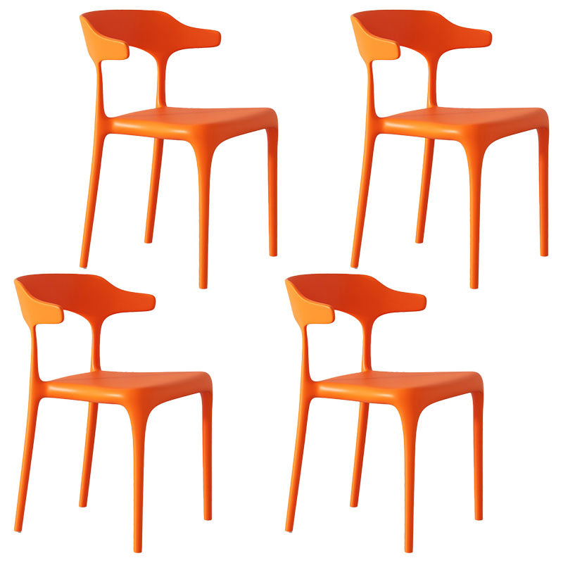 Contemporary Style Stackable Chairs Dining Armless Chairs with Plastic Legs Orange 4 Piece Set Clearhalo 'Dining Chairs' 'Dining Tables & Seating' 'dining_chair' 'furn' 'furn_dining_chair' 'Furniture' 'furniture_dining_chair' 'Kitchen & Dining Furniture' 4731687