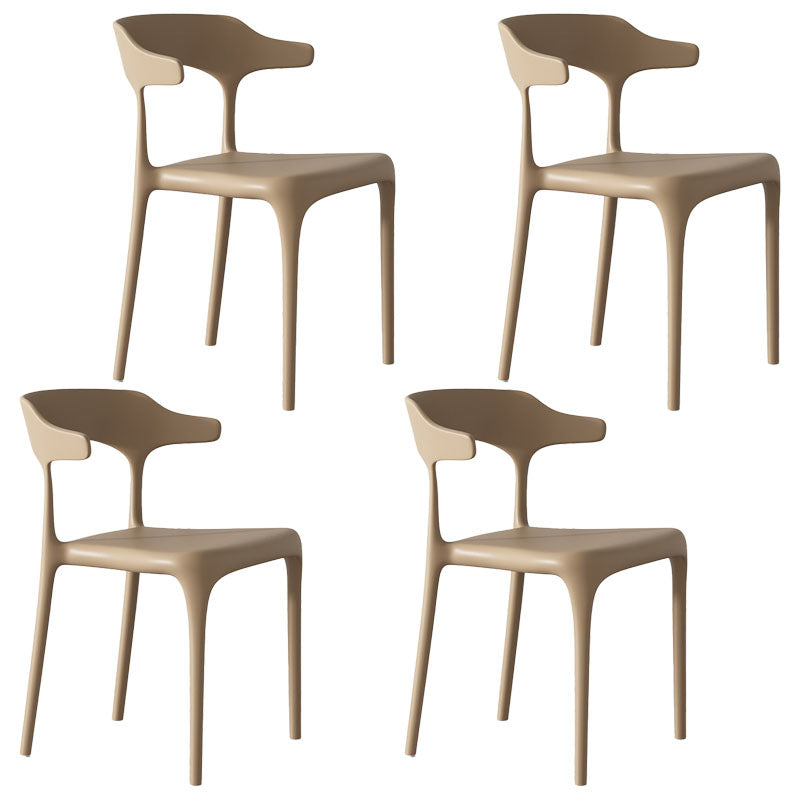 Contemporary Style Stackable Chairs Dining Armless Chairs with Plastic Legs Coffee 4 Piece Set Clearhalo 'Dining Chairs' 'Dining Tables & Seating' 'dining_chair' 'furn' 'furn_dining_chair' 'Furniture' 'furniture_dining_chair' 'Kitchen & Dining Furniture' 4731690