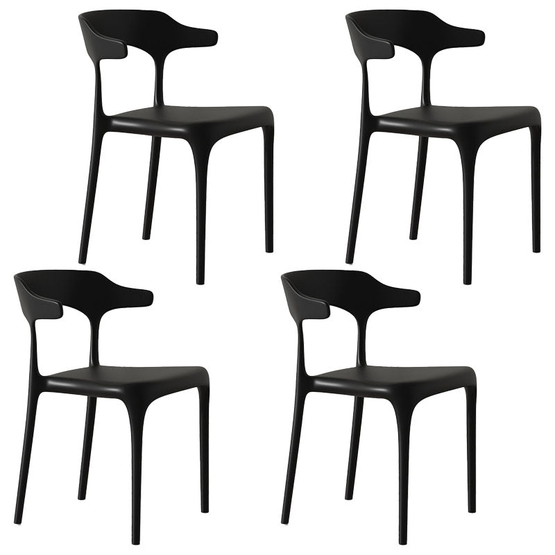 Contemporary Style Stackable Chairs Dining Armless Chairs with Plastic Legs Black 4 Piece Set Clearhalo 'Dining Chairs' 'Dining Tables & Seating' 'dining_chair' 'furn' 'furn_dining_chair' 'Furniture' 'furniture_dining_chair' 'Kitchen & Dining Furniture' 4731692