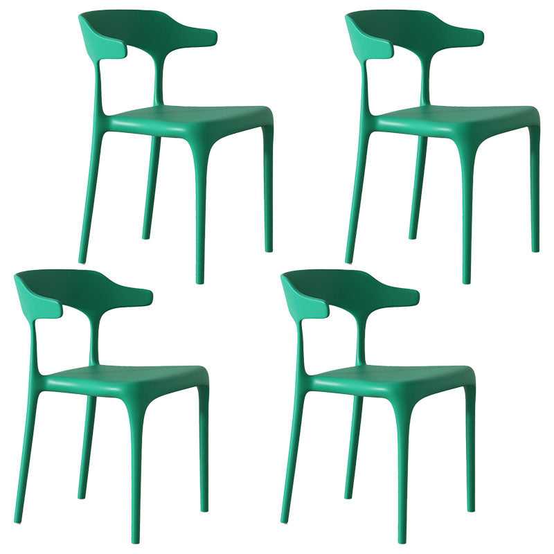 Contemporary Style Stackable Chairs Dining Armless Chairs with Plastic Legs Green 4 Piece Set Clearhalo 'Dining Chairs' 'Dining Tables & Seating' 'dining_chair' 'furn' 'furn_dining_chair' 'Furniture' 'furniture_dining_chair' 'Kitchen & Dining Furniture' 4731693