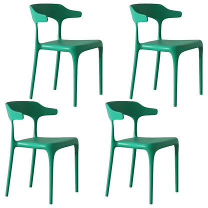 Contemporary Style Stackable Chairs Dining Armless Chairs with Plastic Legs Green 4 Piece Set Clearhalo 'Dining Chairs' 'Dining Tables & Seating' 'dining_chair' 'furn' 'furn_dining_chair' 'Furniture' 'furniture_dining_chair' 'Kitchen & Dining Furniture' 4731693