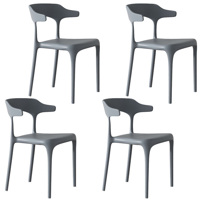 Contemporary Style Stackable Chairs Dining Armless Chairs with Plastic Legs Grey 4 Piece Set Clearhalo 'Dining Chairs' 'Dining Tables & Seating' 'dining_chair' 'furn' 'furn_dining_chair' 'Furniture' 'furniture_dining_chair' 'Kitchen & Dining Furniture' 4731695