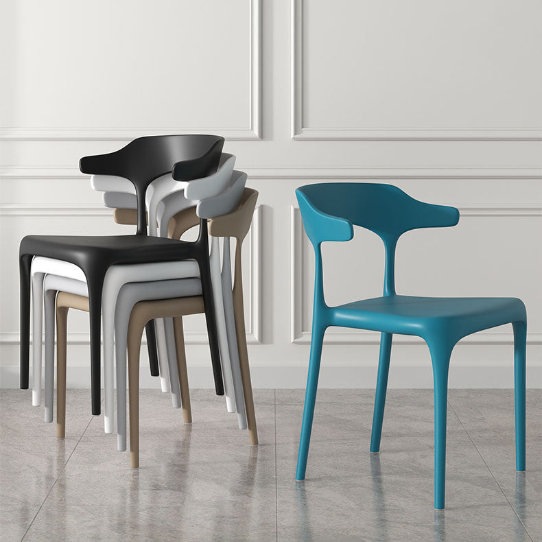 Contemporary Style Stackable Chairs Dining Armless Chairs with Plastic Legs Clearhalo 'Dining Chairs' 'Dining Tables & Seating' 'dining_chair' 'furn' 'furn_dining_chair' 'Furniture' 'furniture_dining_chair' 'Kitchen & Dining Furniture' 4731700