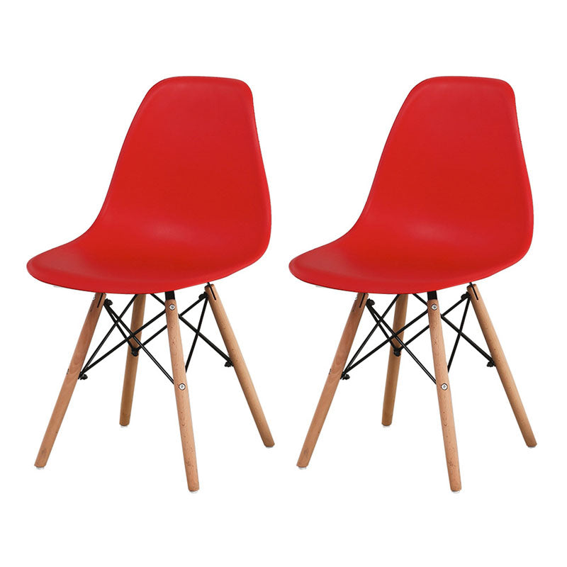 Modern Plastic Home Side Chair Matte Finish Solid Back Dining Chair Red Set of 2 Clearhalo 'Dining Chairs' 'Dining Tables & Seating' 'dining_chair' 'Furniture' 'furniture_dining_chair' 'Kitchen & Dining Furniture' 4731705