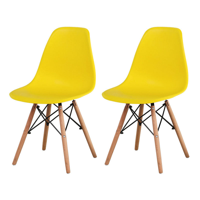 Modern Plastic Home Side Chair Matte Finish Solid Back Dining Chair Yellow Set of 2 Clearhalo 'Dining Chairs' 'Dining Tables & Seating' 'dining_chair' 'Furniture' 'furniture_dining_chair' 'Kitchen & Dining Furniture' 4731711