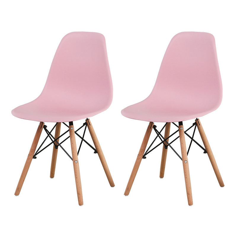 Modern Plastic Home Side Chair Matte Finish Solid Back Dining Chair Pink Set of 2 Clearhalo 'Dining Chairs' 'Dining Tables & Seating' 'dining_chair' 'Furniture' 'furniture_dining_chair' 'Kitchen & Dining Furniture' 4731719