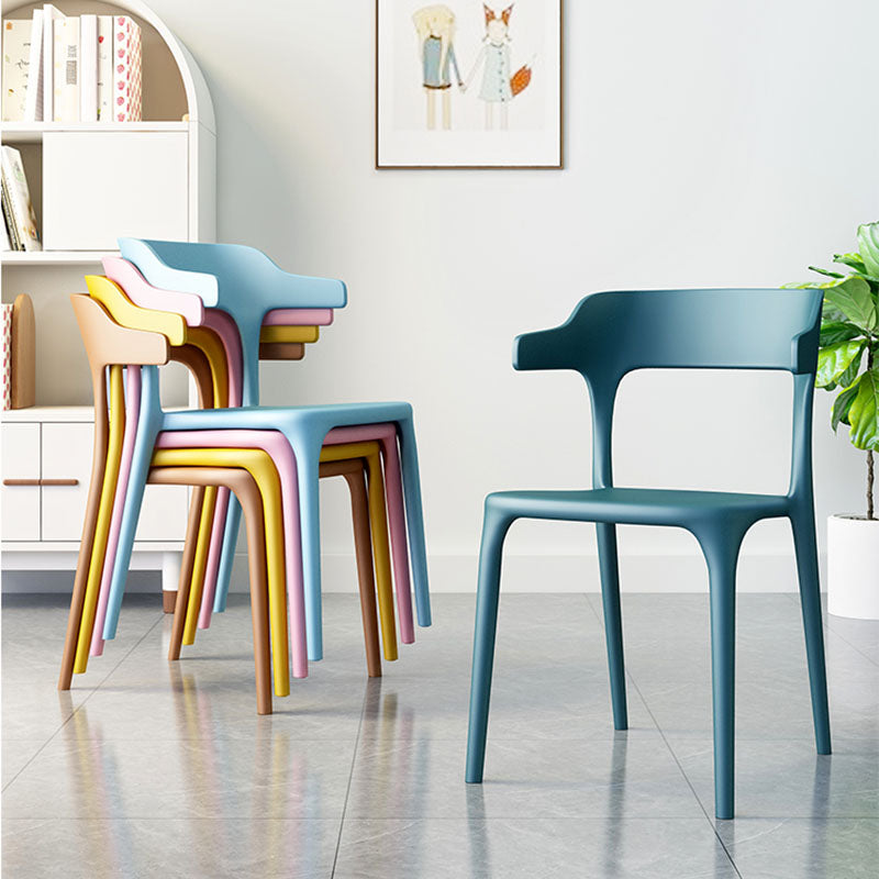 Modern Plastic Home Arm Chair Matte Finish Open Dining Chair Clearhalo 'Dining Chairs' 'Dining Tables & Seating' 'dining_chair' 'furn' 'furn_dining_chair' 'Furniture' 'furniture_dining_chair' 'Kitchen & Dining Furniture' 4731727