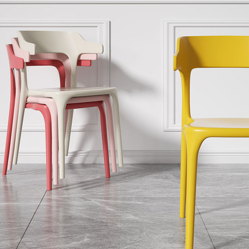 Modern Plastic Home Arm Chair Matte Finish Open Dining Chair Clearhalo 'Dining Chairs' 'Dining Tables & Seating' 'dining_chair' 'furn' 'furn_dining_chair' 'Furniture' 'furniture_dining_chair' 'Kitchen & Dining Furniture' 4731729