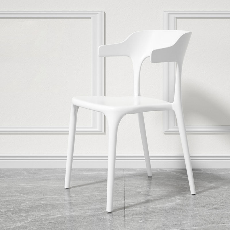 Modern Plastic Home Arm Chair Matte Finish Open Dining Chair White 1 Piece Clearhalo 'Dining Chairs' 'Dining Tables & Seating' 'dining_chair' 'furn' 'furn_dining_chair' 'Furniture' 'furniture_dining_chair' 'Kitchen & Dining Furniture' 4731730
