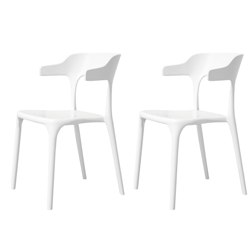Modern Plastic Home Arm Chair Matte Finish Open Dining Chair White 2 Piece Set Clearhalo 'Dining Chairs' 'Dining Tables & Seating' 'dining_chair' 'furn' 'furn_dining_chair' 'Furniture' 'furniture_dining_chair' 'Kitchen & Dining Furniture' 4731732