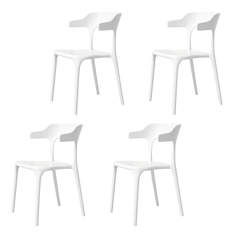 Modern Plastic Home Arm Chair Matte Finish Open Dining Chair White 4 Piece Set Clearhalo 'Dining Chairs' 'Dining Tables & Seating' 'dining_chair' 'furn' 'furn_dining_chair' 'Furniture' 'furniture_dining_chair' 'Kitchen & Dining Furniture' 4731734