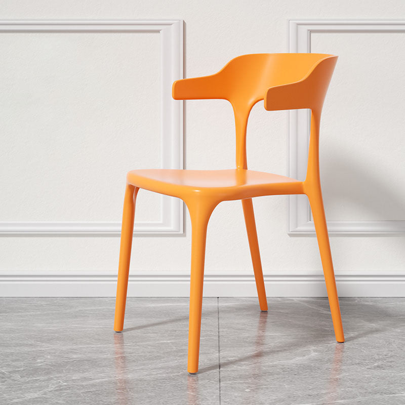 Modern Plastic Home Arm Chair Matte Finish Open Dining Chair Orange 1 Piece Clearhalo 'Dining Chairs' 'Dining Tables & Seating' 'dining_chair' 'furn' 'furn_dining_chair' 'Furniture' 'furniture_dining_chair' 'Kitchen & Dining Furniture' 4731736