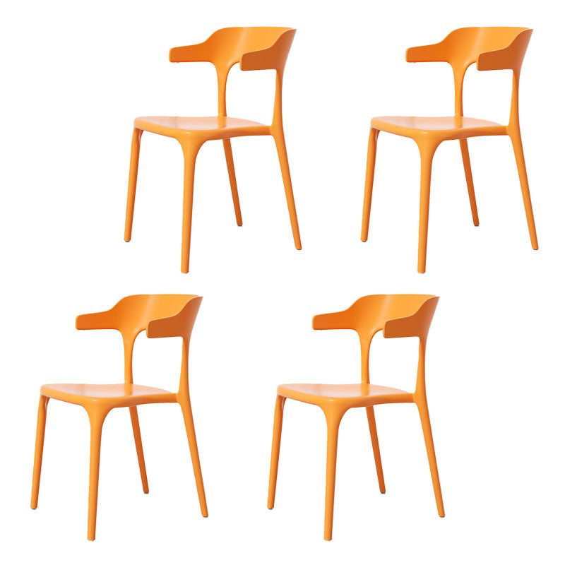 Modern Plastic Home Arm Chair Matte Finish Open Dining Chair Orange 4 Piece Set Clearhalo 'Dining Chairs' 'Dining Tables & Seating' 'dining_chair' 'furn' 'furn_dining_chair' 'Furniture' 'furniture_dining_chair' 'Kitchen & Dining Furniture' 4731741