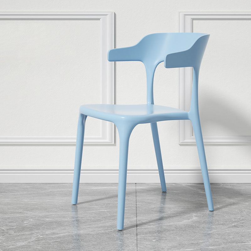 Modern Plastic Home Arm Chair Matte Finish Open Dining Chair Sky Blue 1 Piece Clearhalo 'Dining Chairs' 'Dining Tables & Seating' 'dining_chair' 'furn' 'furn_dining_chair' 'Furniture' 'furniture_dining_chair' 'Kitchen & Dining Furniture' 4731742