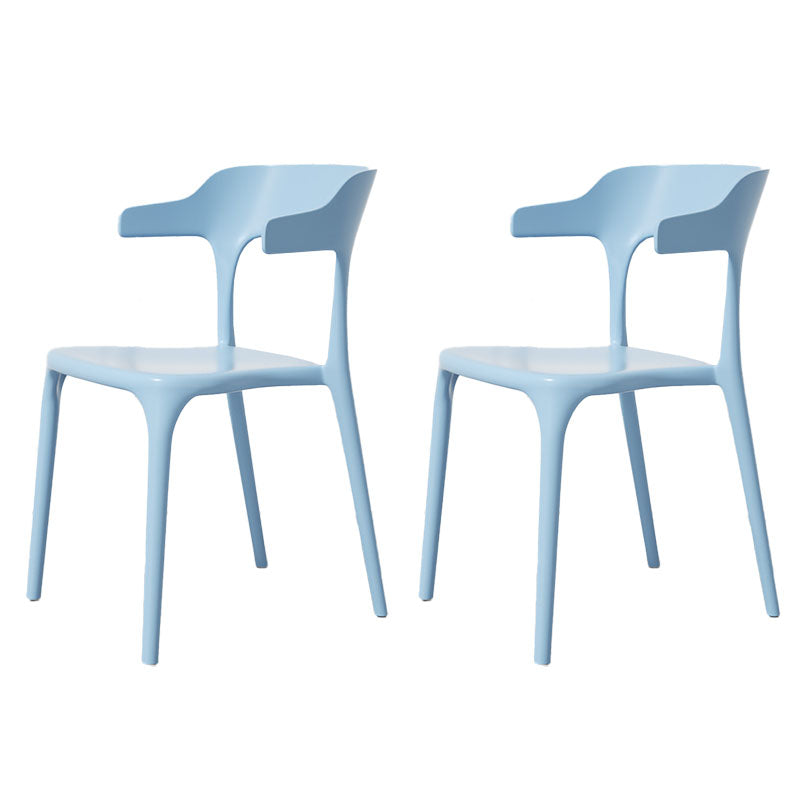 Modern Plastic Home Arm Chair Matte Finish Open Dining Chair Sky Blue 2 Piece Set Clearhalo 'Dining Chairs' 'Dining Tables & Seating' 'dining_chair' 'furn' 'furn_dining_chair' 'Furniture' 'furniture_dining_chair' 'Kitchen & Dining Furniture' 4731743