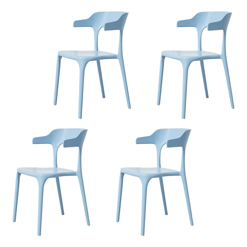 Modern Plastic Home Arm Chair Matte Finish Open Dining Chair Sky Blue 4 Piece Set Clearhalo 'Dining Chairs' 'Dining Tables & Seating' 'dining_chair' 'furn' 'furn_dining_chair' 'Furniture' 'furniture_dining_chair' 'Kitchen & Dining Furniture' 4731744