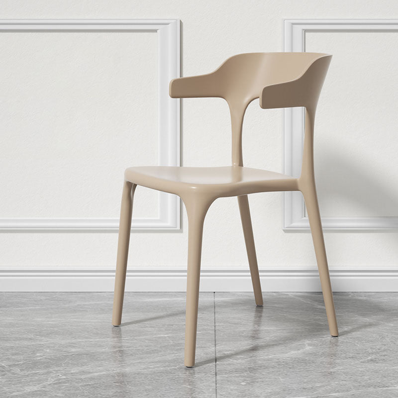 Modern Plastic Home Arm Chair Matte Finish Open Dining Chair Coffee 1 Piece Clearhalo 'Dining Chairs' 'Dining Tables & Seating' 'dining_chair' 'furn' 'furn_dining_chair' 'Furniture' 'furniture_dining_chair' 'Kitchen & Dining Furniture' 4731745
